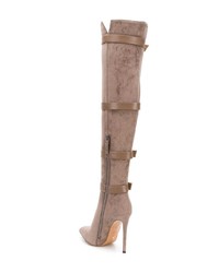 beige Overknee Stiefel aus Wildleder von Gianni Renzi