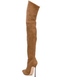 beige Overknee Stiefel aus Wildleder von Casadei