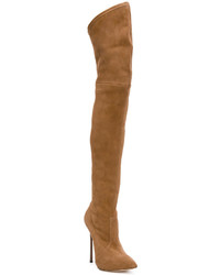 beige Overknee Stiefel aus Wildleder von Casadei