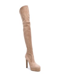 beige Overknee Stiefel aus Wildleder von Casadei