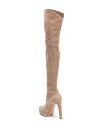 beige Overknee Stiefel aus Wildleder von Casadei