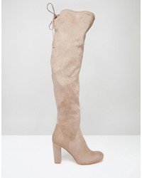 beige Overknee Stiefel aus Wildleder von Carvela