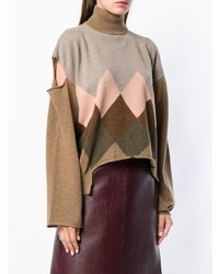 beige Oversize Pullover mit Argyle-Muster von Erika Cavallini