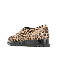 beige Oxford Schuhe mit Leopardenmuster von Sacai