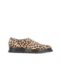 beige Oxford Schuhe mit Leopardenmuster von Sacai