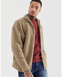 beige Pelz Bomberjacke