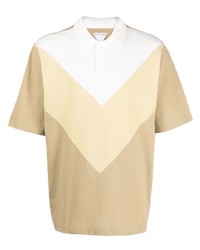 beige Polohemd mit Chevron-Muster