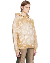 beige Pullover mit einem Kapuze mit Paisley-Muster von Alchemist