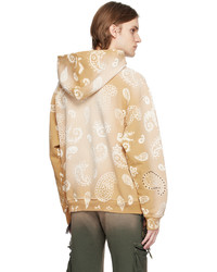 beige Pullover mit einem Kapuze mit Paisley-Muster von Alchemist