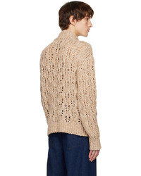 beige Pullover mit einem Reißverschluss am Kragen von Gimaguas