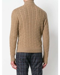 beige Pullover mit einem Reißverschluss am Kragen von Loro Piana