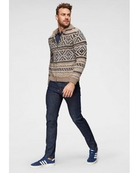 beige Pullover mit einem Reißverschluß von Esprit