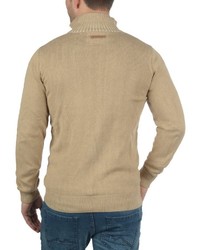 beige Pullover mit einem Reißverschluß von INDICODE