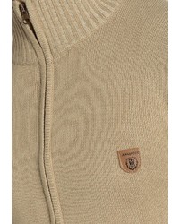 beige Pullover mit einem Reißverschluß von INDICODE