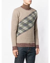 beige Pullover mit einem Rundhalsausschnitt mit Argyle-Muster von A.P.C.