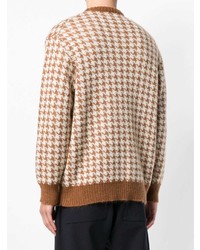 beige Pullover mit einem Rundhalsausschnitt mit Hahnentritt-Muster von Maison Flaneur