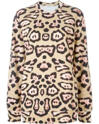 beige Pullover mit einem Rundhalsausschnitt mit Leopardenmuster von Givenchy
