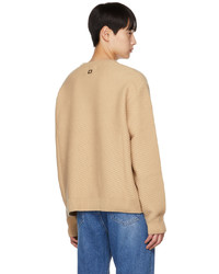 beige Pullover mit einem Rundhalsausschnitt von Wooyoungmi