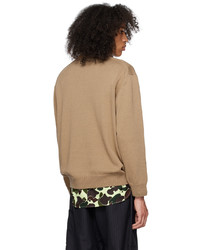 beige Pullover mit einem Rundhalsausschnitt von Comme des Garcons Homme