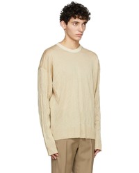 beige Pullover mit einem Rundhalsausschnitt von Wooyoungmi