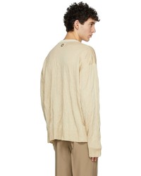 beige Pullover mit einem Rundhalsausschnitt von Wooyoungmi