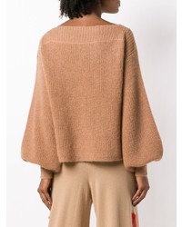 beige Pullover mit einem Rundhalsausschnitt von Temperley London