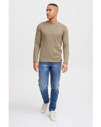beige Pullover mit einem Rundhalsausschnitt von BLEND
