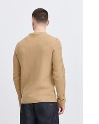 beige Pullover mit einem Rundhalsausschnitt von BLEND