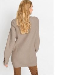 beige Pullover mit einem Rundhalsausschnitt von bonprix