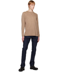 beige Pullover mit einem Rundhalsausschnitt von Officine Generale