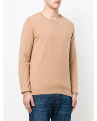 beige Pullover mit einem Rundhalsausschnitt von Laneus