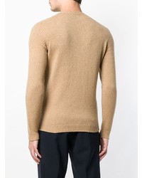 beige Pullover mit einem Rundhalsausschnitt von Roberto Collina