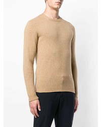 beige Pullover mit einem Rundhalsausschnitt von Roberto Collina