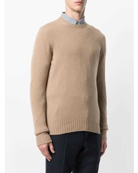 beige Pullover mit einem Rundhalsausschnitt von Drumohr