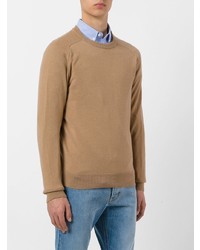 beige Pullover mit einem Rundhalsausschnitt von AMI Alexandre Mattiussi