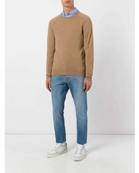 beige Pullover mit einem Rundhalsausschnitt von AMI Alexandre Mattiussi