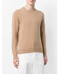 beige Pullover mit einem Rundhalsausschnitt von AMI Alexandre Mattiussi