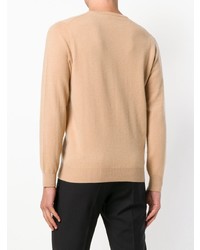 beige Pullover mit einem Rundhalsausschnitt von Laneus