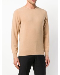 beige Pullover mit einem Rundhalsausschnitt von Laneus