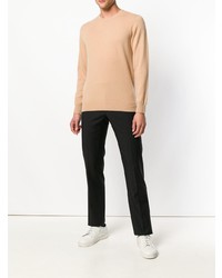 beige Pullover mit einem Rundhalsausschnitt von Laneus