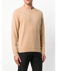 beige Pullover mit einem Rundhalsausschnitt von Laneus