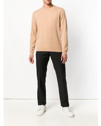 beige Pullover mit einem Rundhalsausschnitt von Laneus