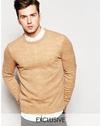 beige Pullover mit einem Rundhalsausschnitt von Farah