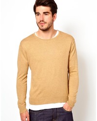 beige Pullover mit einem Rundhalsausschnitt von GANT RUGGER