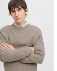 beige Pullover mit einem Rundhalsausschnitt von Jack & Jones