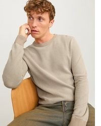 beige Pullover mit einem Rundhalsausschnitt von Jack & Jones