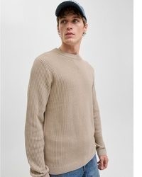 beige Pullover mit einem Rundhalsausschnitt von Jack & Jones