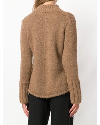 beige Pullover mit einem Rundhalsausschnitt von Maison Flaneur