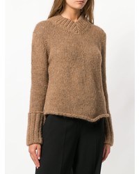 beige Pullover mit einem Rundhalsausschnitt von Maison Flaneur