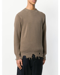 beige Pullover mit einem Rundhalsausschnitt von Maison Flaneur